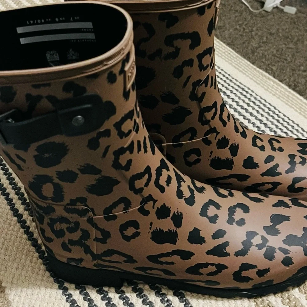 Hunter leopard Print Short Waterproof Rain Boots size 10 - Picture 3 of 8